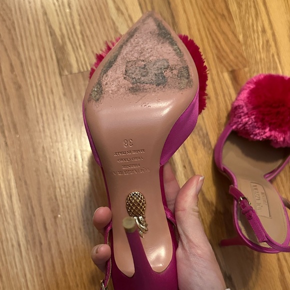 Aquazzura Fuchsia Pom Pom Heels - Picture 6 of 6